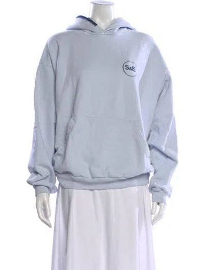 Pre-owned Madhappy Graphic Print Crew Neck Hoodie In Blue