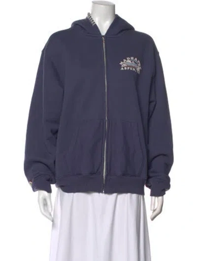 Pre-owned Madhappy Graphic Print Crew Neck Hoodie In Blue