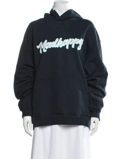 Pre-owned Madhappy Graphic Print Crew Neck Hoodie In Blue