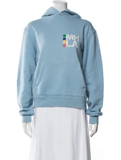 Pre-owned Madhappy Graphic Print Crew Neck Hoodie In Blue