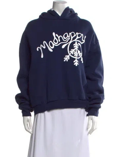 Pre-owned Madhappy Graphic Print Crew Neck Hoodie In Blue