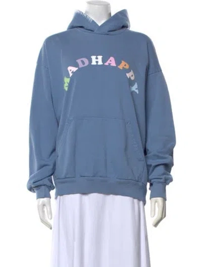 Pre-owned Madhappy Graphic Print Crew Neck Hoodie In Blue