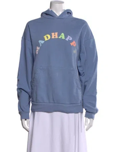 Pre-owned Madhappy Graphic Print Crew Neck Hoodie In Blue