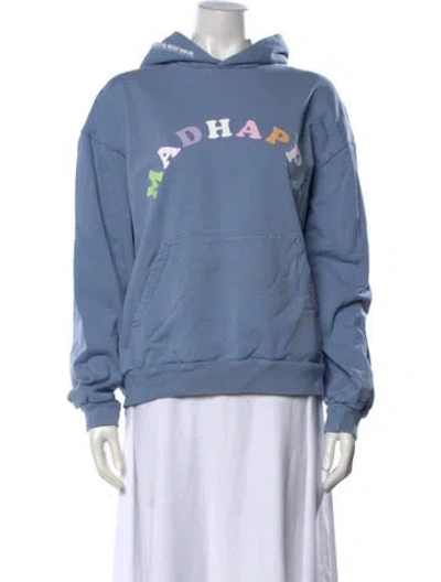 Pre-owned Madhappy Graphic Print Crew Neck Hoodie In Blue