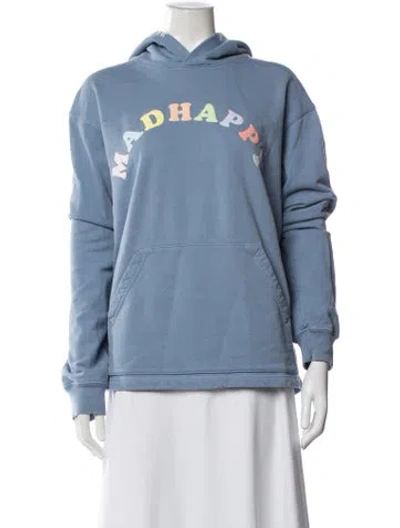 Pre-owned Madhappy Graphic Print Crew Neck Hoodie In Blue