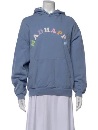 Pre-owned Madhappy Graphic Print Crew Neck Hoodie In Blue
