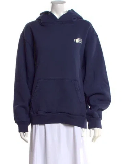 Pre-owned Madhappy Graphic Print Crew Neck Hoodie In Blue