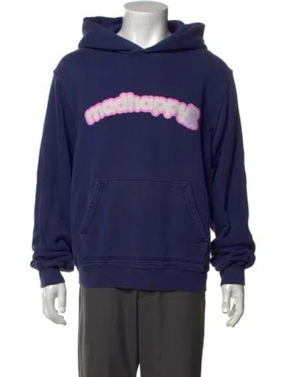 Pre-owned Madhappy Graphic Print Crew Neck Hoodie In Blue