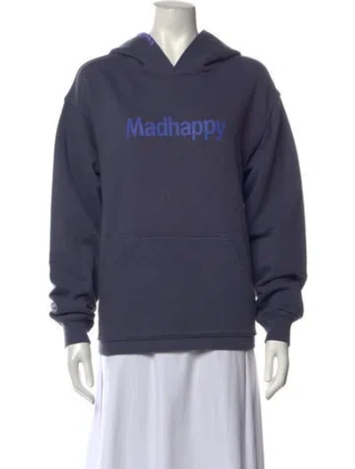 Pre-owned Madhappy Graphic Print Crew Neck Hoodie In Blue
