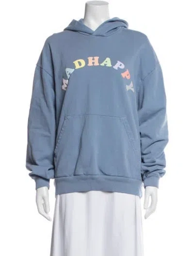 Pre-owned Madhappy Graphic Print Crew Neck Hoodie In Blue