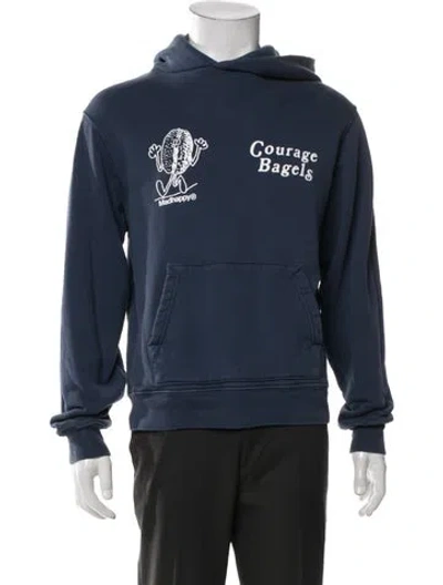 Pre-owned Madhappy Graphic Print Crew Neck Hoodie In Blue