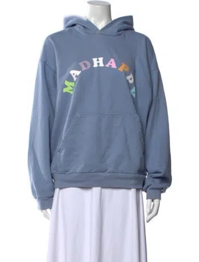 Pre-owned Madhappy Graphic Print Crew Neck Hoodie In Blue