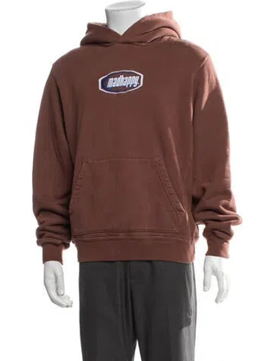 Pre-owned Madhappy Graphic Print Crew Neck Hoodie In Brown