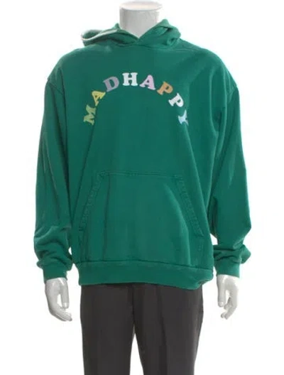 Pre-owned Madhappy Graphic Print Crew Neck Hoodie In Green
