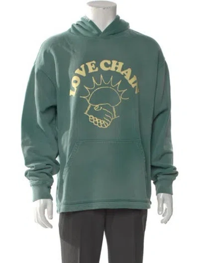 Pre-owned Madhappy Graphic Print Crew Neck Hoodie In Green