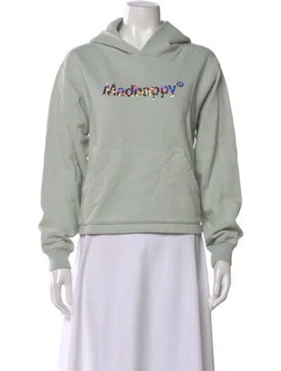 Pre-owned Madhappy Graphic Print Crew Neck Hoodie In Green