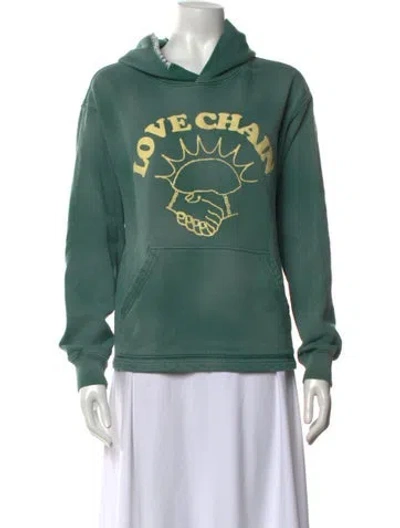 Pre-owned Madhappy Graphic Print Crew Neck Hoodie In Green