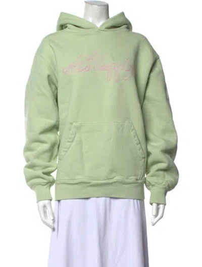 Pre-owned Madhappy Graphic Print Crew Neck Hoodie In Green