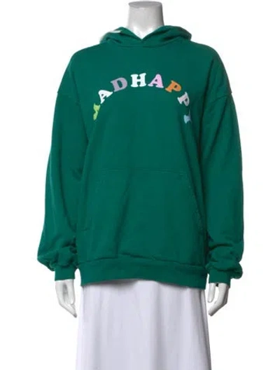 Pre-owned Madhappy Graphic Print Crew Neck Hoodie In Green