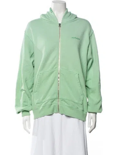 Pre-owned Madhappy Graphic Print Crew Neck Hoodie In Green