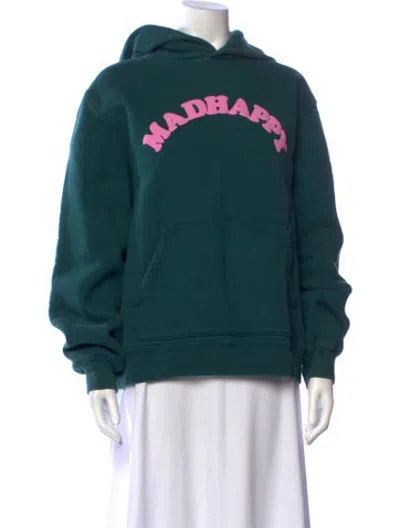 Pre-owned Madhappy Graphic Print Crew Neck Hoodie In Green