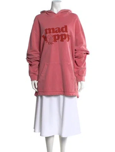 Pre-owned Madhappy Graphic Print Crew Neck Hoodie In Pink