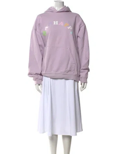 Pre-owned Madhappy Graphic Print Crew Neck Hoodie In Purple
