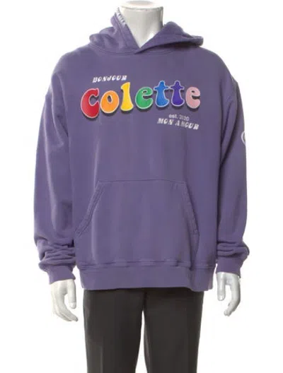 Pre-owned Madhappy Graphic Print Crew Neck Hoodie In Purple