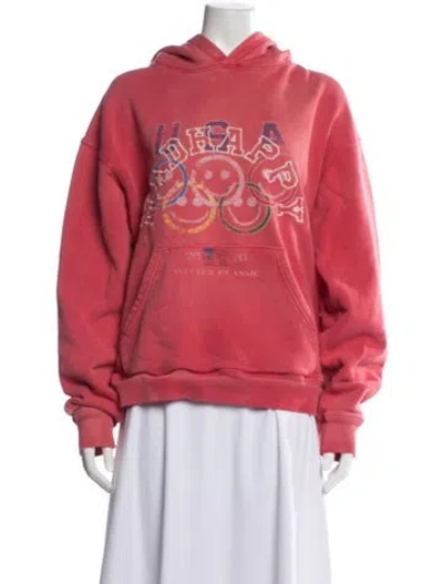 Pre-owned Madhappy Graphic Print Crew Neck Hoodie In Red