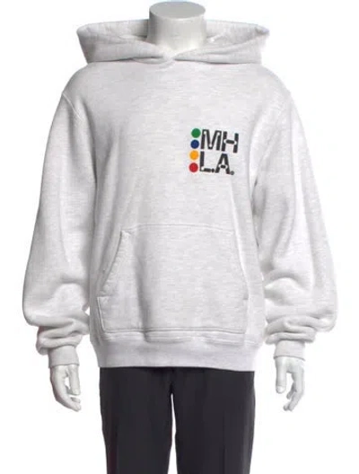 Pre-owned Madhappy Graphic Print Crew Neck Hoodie In White