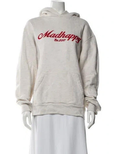 Pre-owned Madhappy Graphic Print Crew Neck Hoodie In White