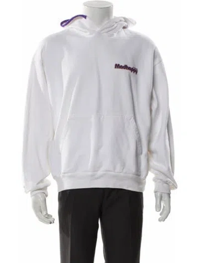 Pre-owned Madhappy Graphic Print Crew Neck Hoodie In White