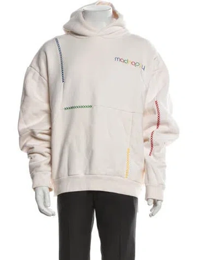 Pre-owned Madhappy Graphic Print Crew Neck Hoodie In White