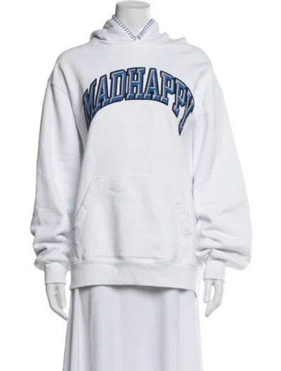 Pre-owned Madhappy Graphic Print Crew Neck Hoodie In White