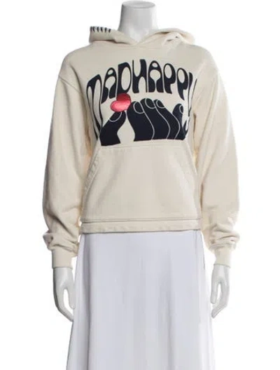 Pre-owned Madhappy Graphic Print Crew Neck Hoodie In White