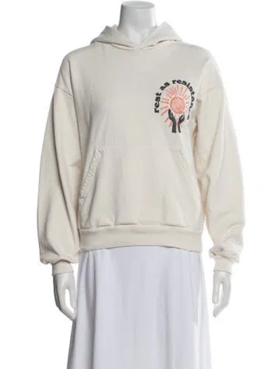 Pre-owned Madhappy Graphic Print Crew Neck Hoodie In White