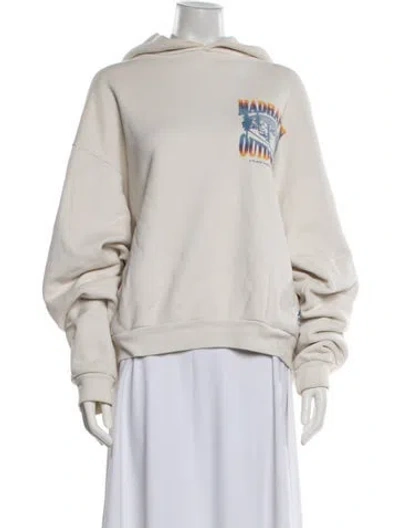 Pre-owned Madhappy Graphic Print Crew Neck Hoodie In White