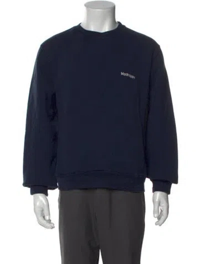Pre-owned Madhappy Graphic Print Crew Neck Pullover In Blue