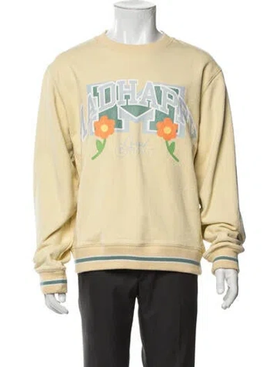 Pre-owned Madhappy Graphic Print Crew Neck Pullover In Yellow