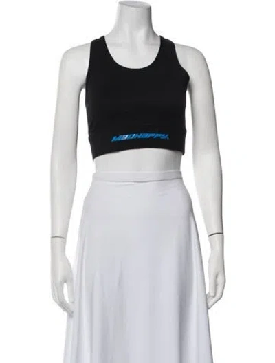 Pre-owned Madhappy Graphic Print Crew Neck Sports Bra In Black