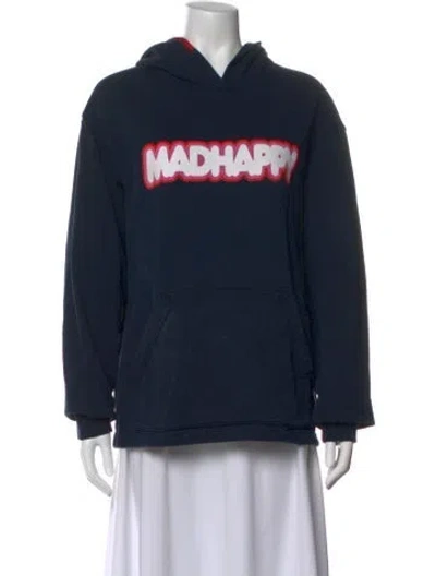 Pre-owned Madhappy Graphic Print Crew Neck Sweater In Blue