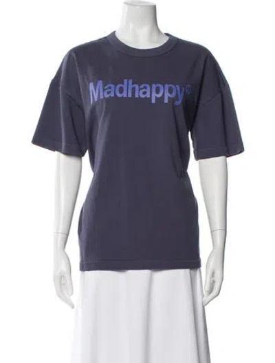 Pre-owned Madhappy Graphic Print Crew Neck Sweater In Blue