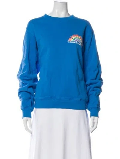 Pre-owned Madhappy Graphic Print Crew Neck Sweater In Blue