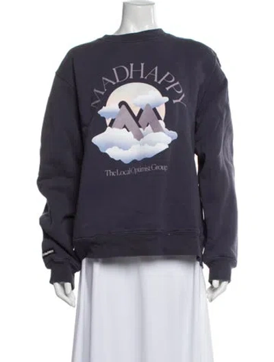 Pre-owned Madhappy Graphic Print Crew Neck Sweater In Blue