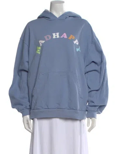 Pre-owned Madhappy Graphic Print Crew Neck Sweater In Blue