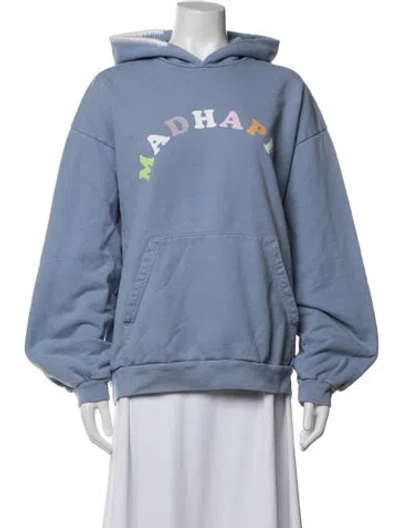 Pre-owned Madhappy Graphic Print Crew Neck Sweater In Blue