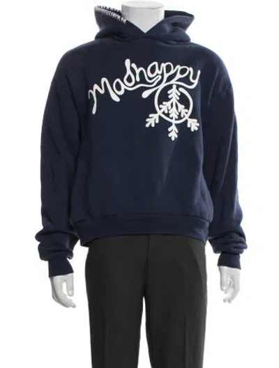 Pre-owned Madhappy Graphic Print Crew Neck Sweater In Blue