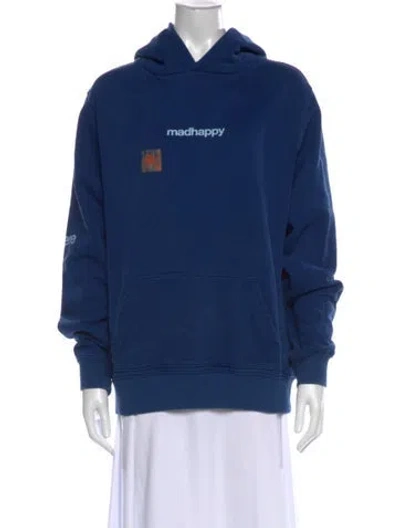 Pre-owned Madhappy Graphic Print Crew Neck Sweater In Blue