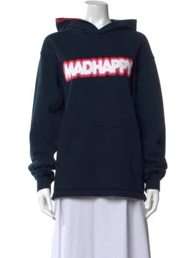Pre-owned Madhappy Graphic Print Crew Neck Sweater In Blue