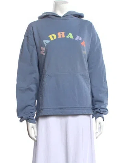 Pre-owned Madhappy Graphic Print Crew Neck Sweater In Blue
